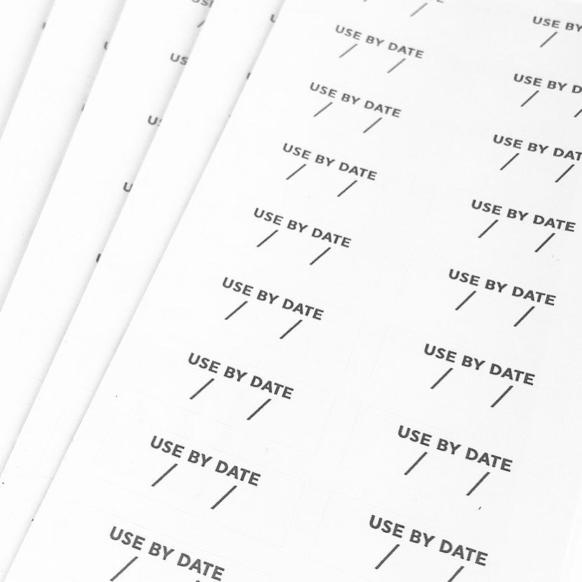 Used by labels from The Little Pantry Project printed on pieces of paper.