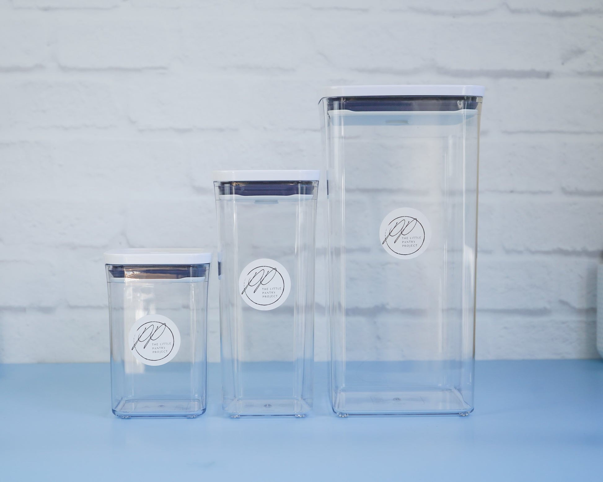 The OXO pop containers from The Little Pantry Project in three different sizes.